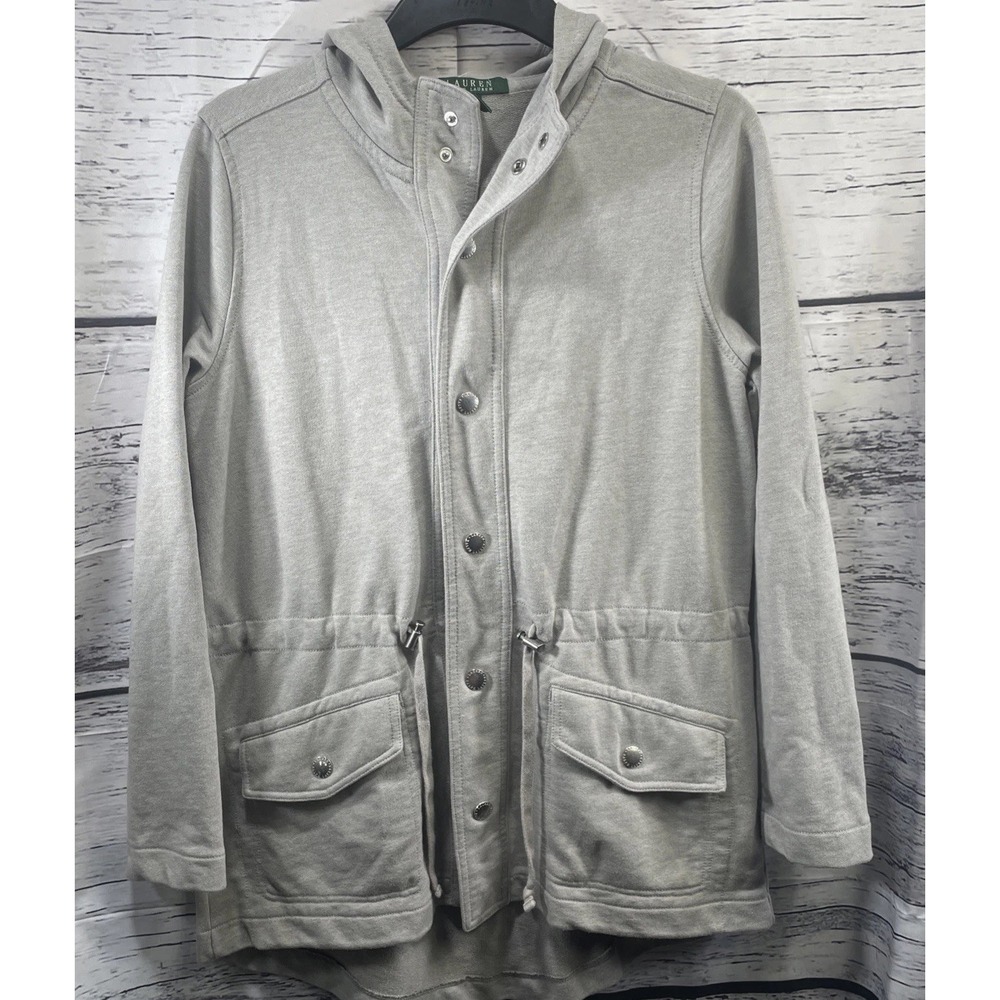 Ralph Lauren Hooded Snap Front Tie Belt Long‎ Sleeve Cardigan Jacket Women's Med
